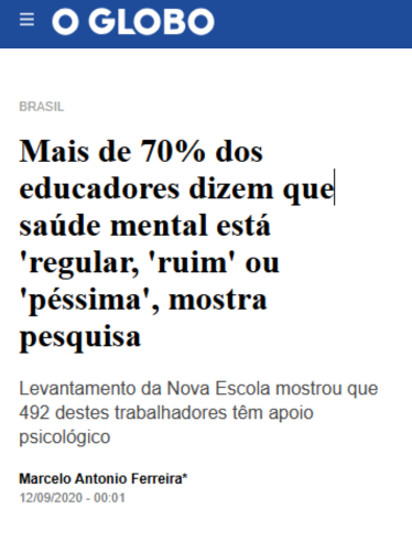 Notícia sobre transtorno de saúde mental (Harvard)